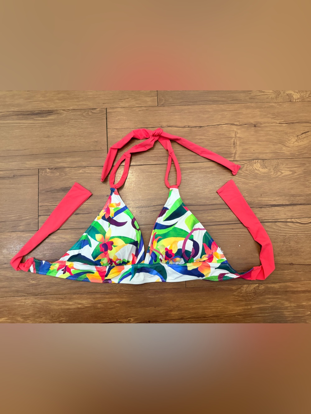 Tommy Bahama Tropical Blooms Reversible Halter Bikini Top Medium Pink Floral